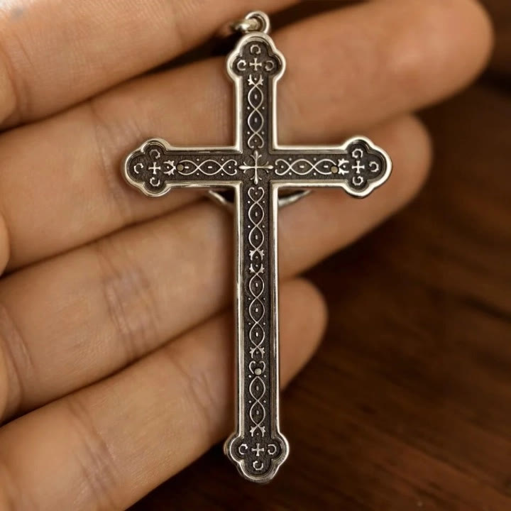 Christianartworkshop Retro Sterling Silver Amulet INRI Cross Pendant Necklace: A Emblem of Grace - image 1