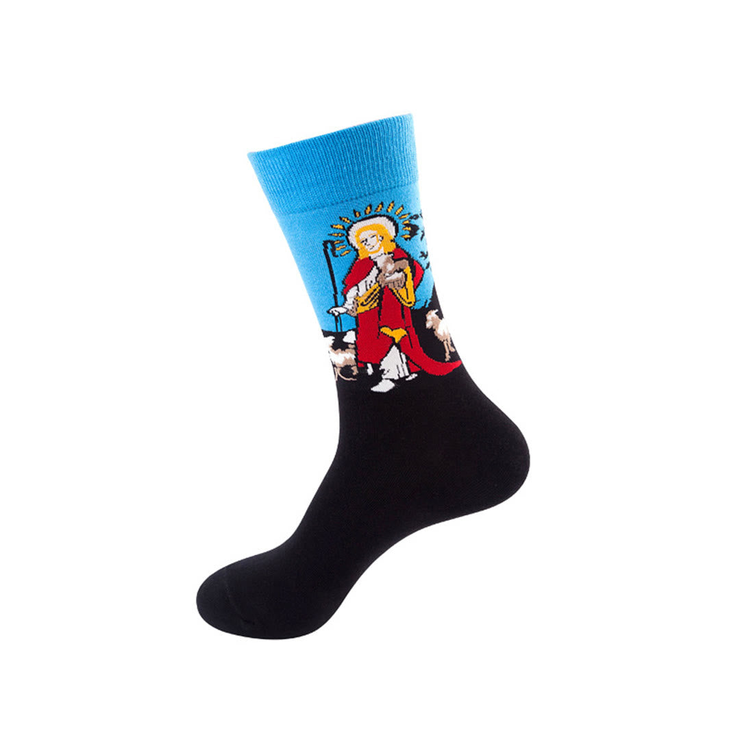 Christianartworkshop Spiritual Good Shepherd Patterned Crew Unisex Socks: Walk Daily in Divine Guidance - image 4