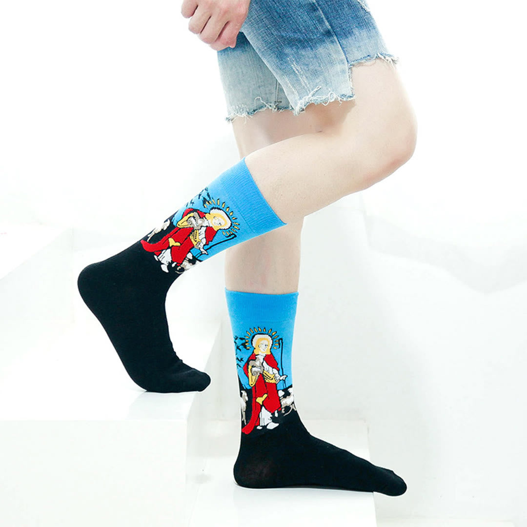 Christianartworkshop Spiritual Good Shepherd Patterned Crew Unisex Socks: Walk Daily in Divine Guidance - image 1