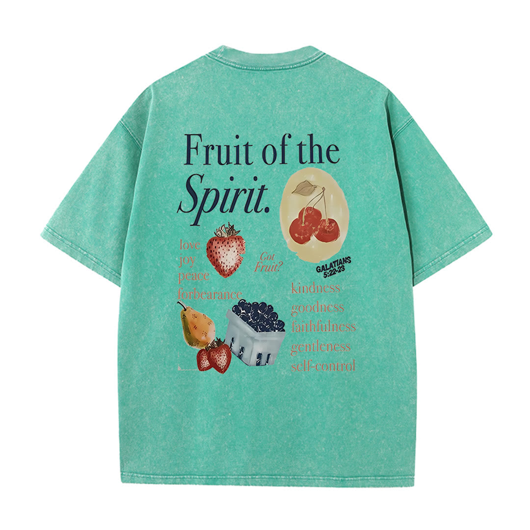 Christianartworkshop Fruit Of The Spirit Double Sided Unisex Washed T-shirt - Green - 5XL - image 13
