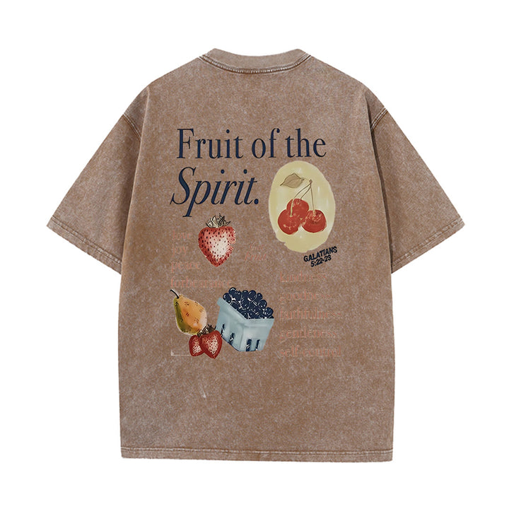 Christianartworkshop Fruit Of The Spirit Double Sided Unisex Washed T-shirt - Coffee - 5XL - image 15
