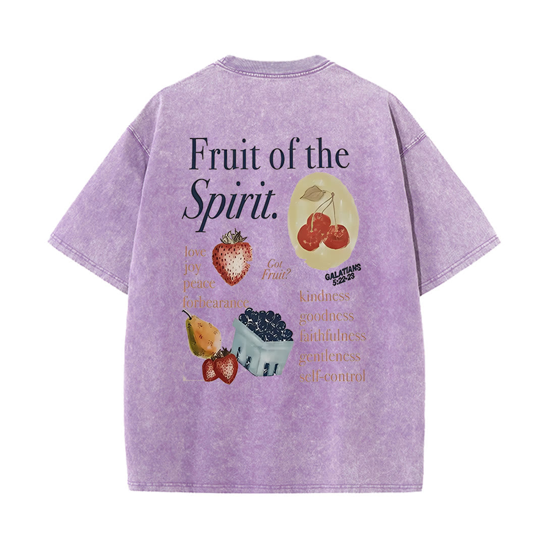 Christianartworkshop Fruit Of The Spirit Double Sided Unisex Washed T-shirt - Purple - 5XL - image 11