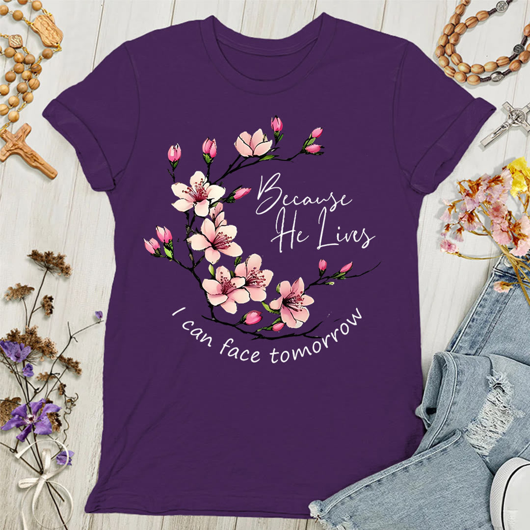 Christianartworkshop Because God Lives I Can Face Tomorrow Women's T-shirt - Purple - 4XL - image 5