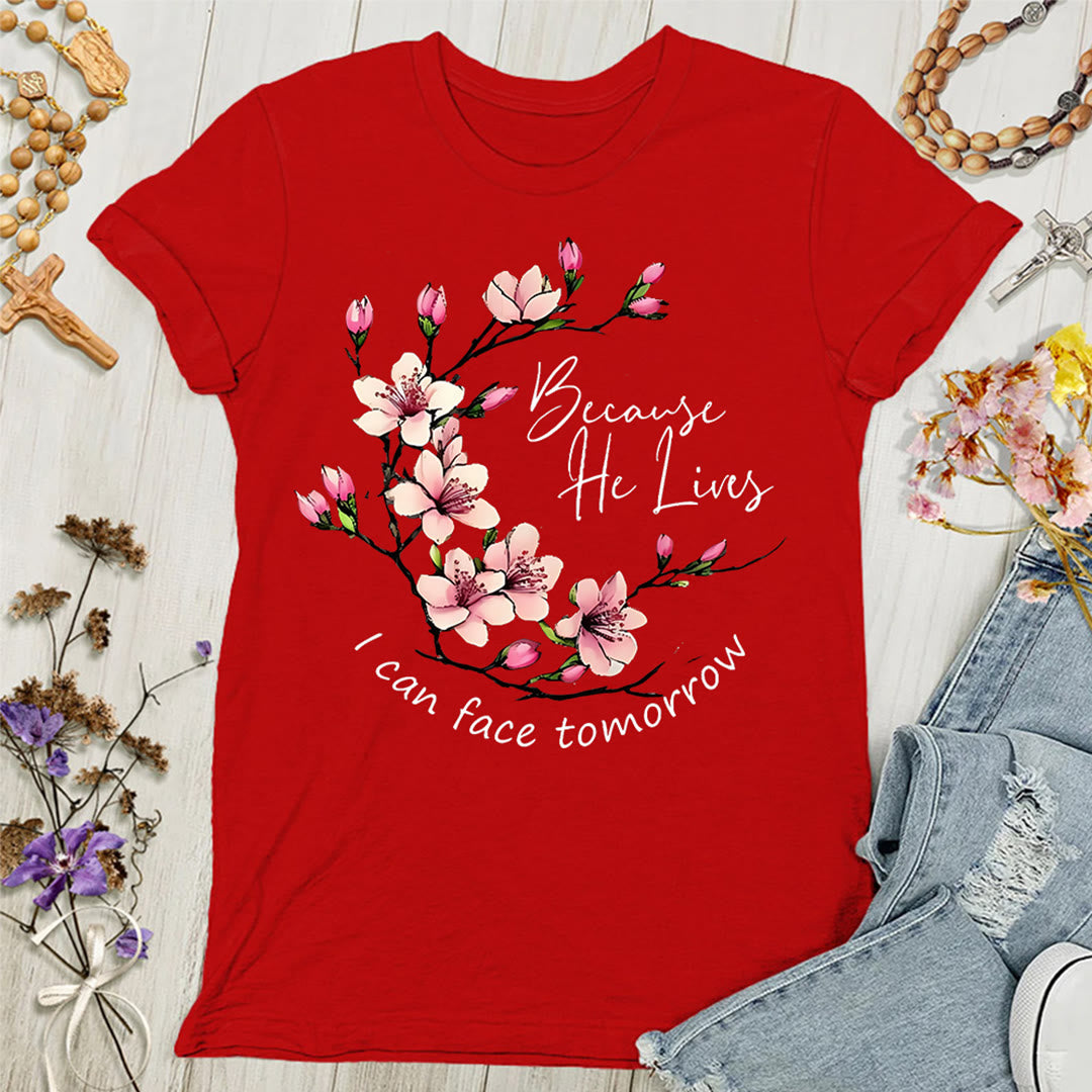 Christianartworkshop Because God Lives I Can Face Tomorrow Women's T-shirt - Red - 4XL - image 8