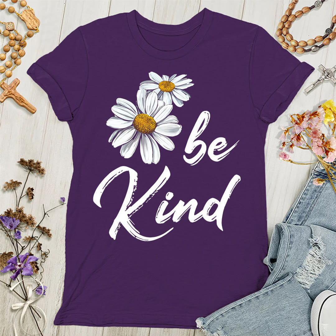 Christianartworkshop Be Kind Daisy Women's T-shirt: Sharing God's Grace with Kindness - Purple - 4XL - image 5