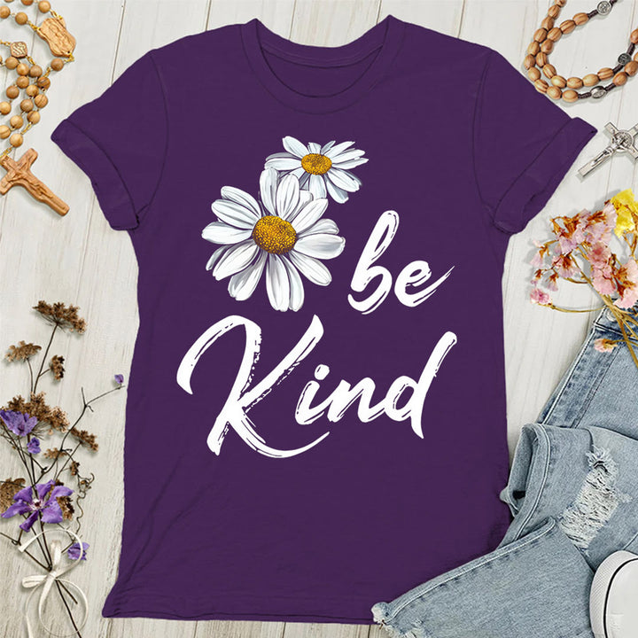 Christianartworkshop Be Kind Daisy Women's T-shirt: Sharing God's Grace with Kindness - Purple - 4XL - image 5