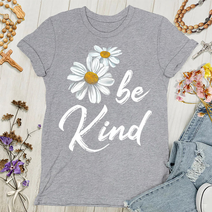 Christianartworkshop Be Kind Daisy Women's T-shirt: Sharing God's Grace with Kindness - Grey - 4XL - image 4
