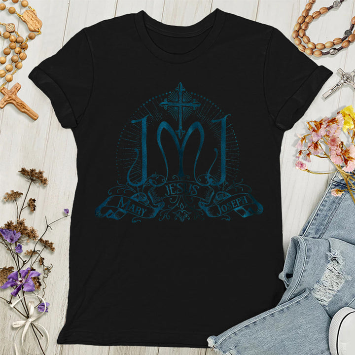 Christianartworkshop Jesus Mary Joseph Holy Family Women's T-shirt - Black - 4XL - image 9