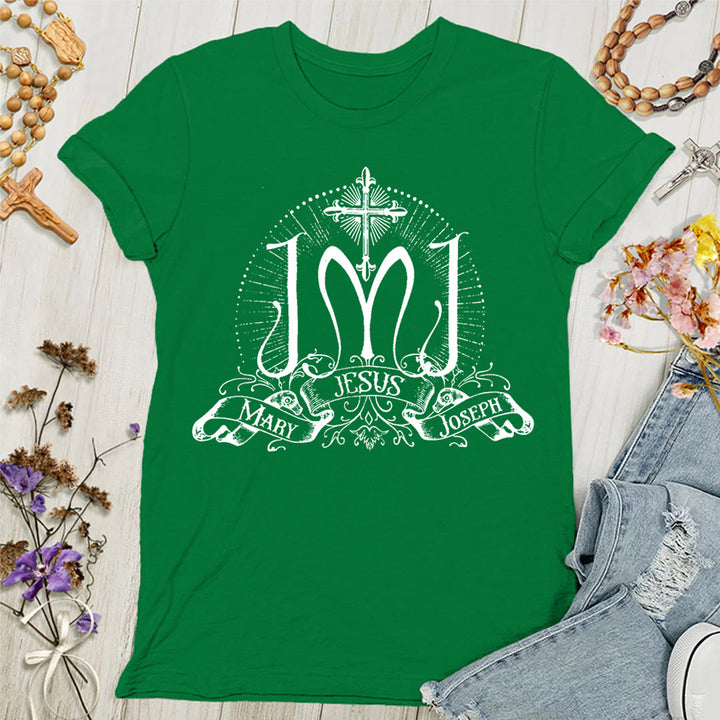 Christianartworkshop Jesus Mary Joseph Holy Family Women's T-shirt - Green - 4XL - image 8