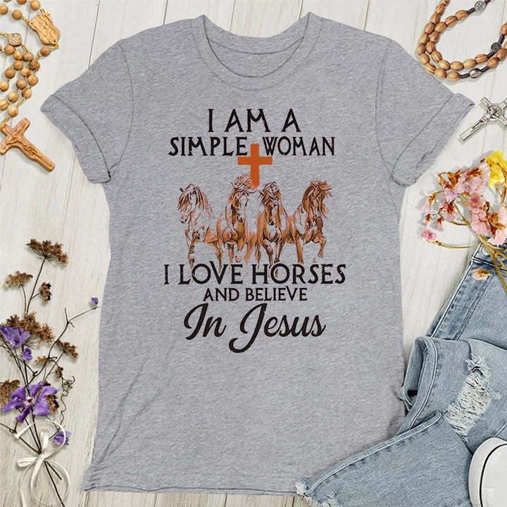 Christianartworkshop I Love Horses & Believe In Jesus Women's T-shirt - Grey - 4XL - image 6