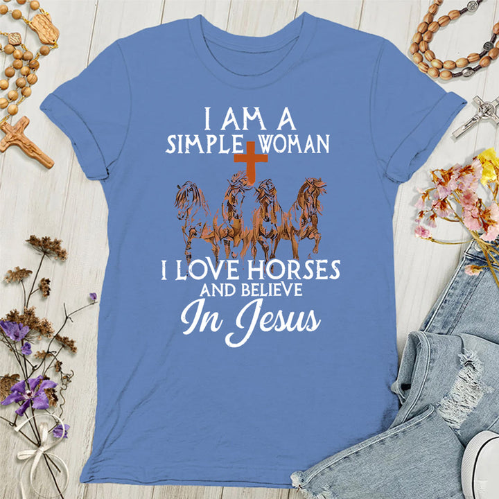 Christianartworkshop I Love Horses & Believe In Jesus Women's T-shirt