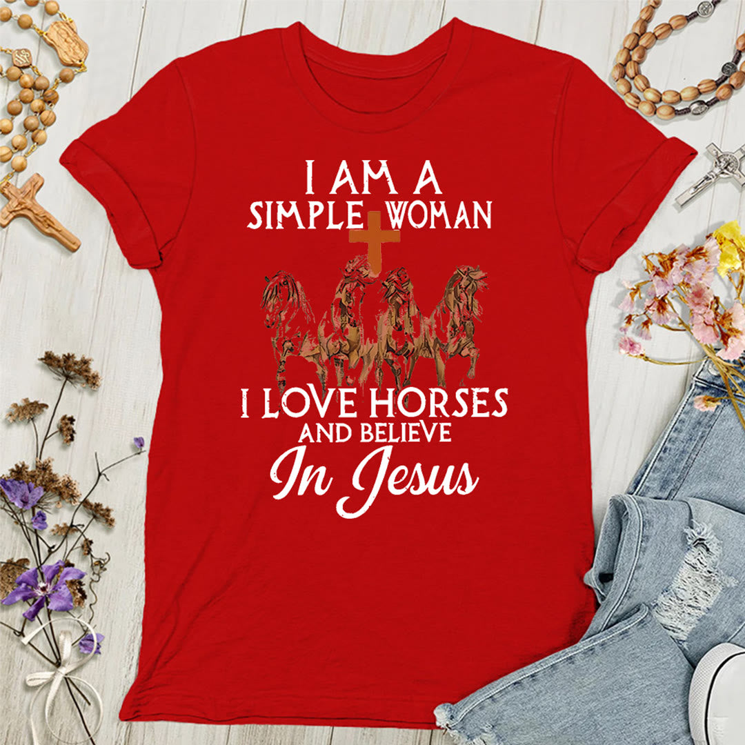 Christianartworkshop I Love Horses & Believe In Jesus Women's T-shirt - Red - 4XL - image 9