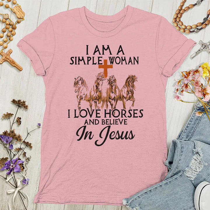 Christianartworkshop I Love Horses & Believe In Jesus Women's T-shirt - Pink - 4XL - image 5