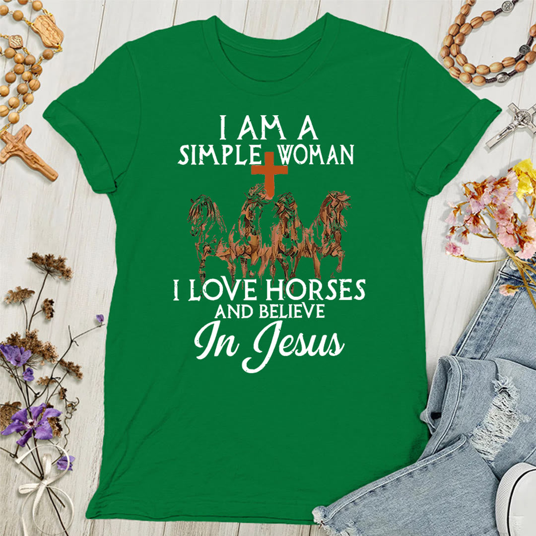 Christianartworkshop I Love Horses & Believe In Jesus Women's T-shirt - Green - 4XL - image 8