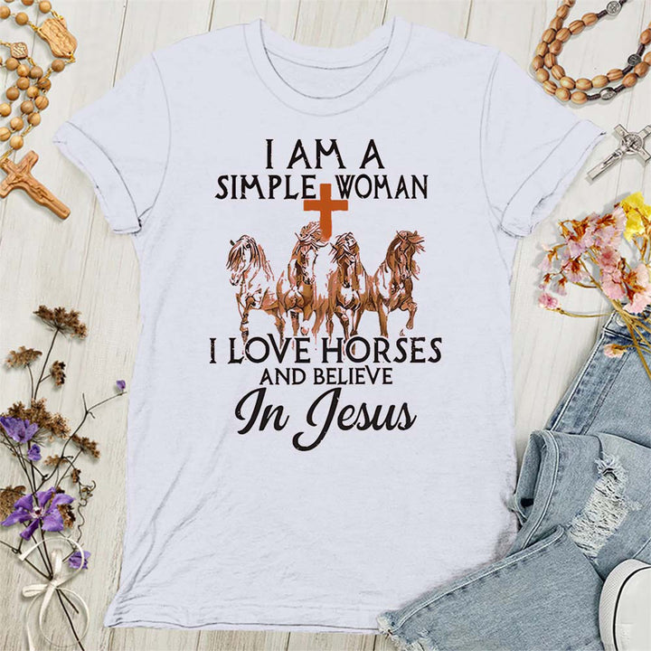 Christianartworkshop I Love Horses & Believe In Jesus Women's T-shirt - White - 4XL - image 4