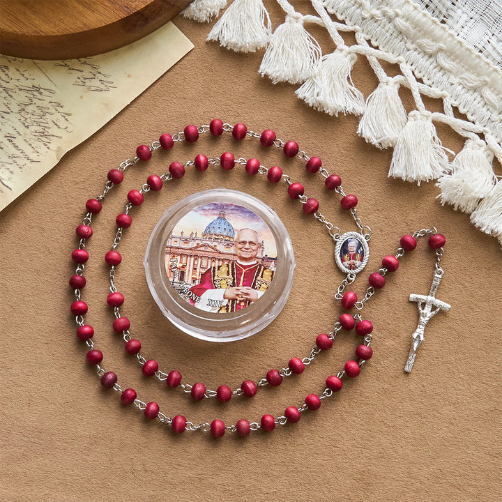 Christianartworkshop Pope Leo XIV Red Wood Beads Rosary Commemorating: A Spiritual Treasure - image 17
