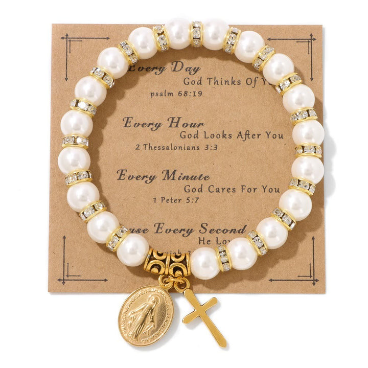 Christianartworkshop PRAYERFUL FAITH: Elegant Miraculous Medal White Bracelet with Bible Verse Card - image 6