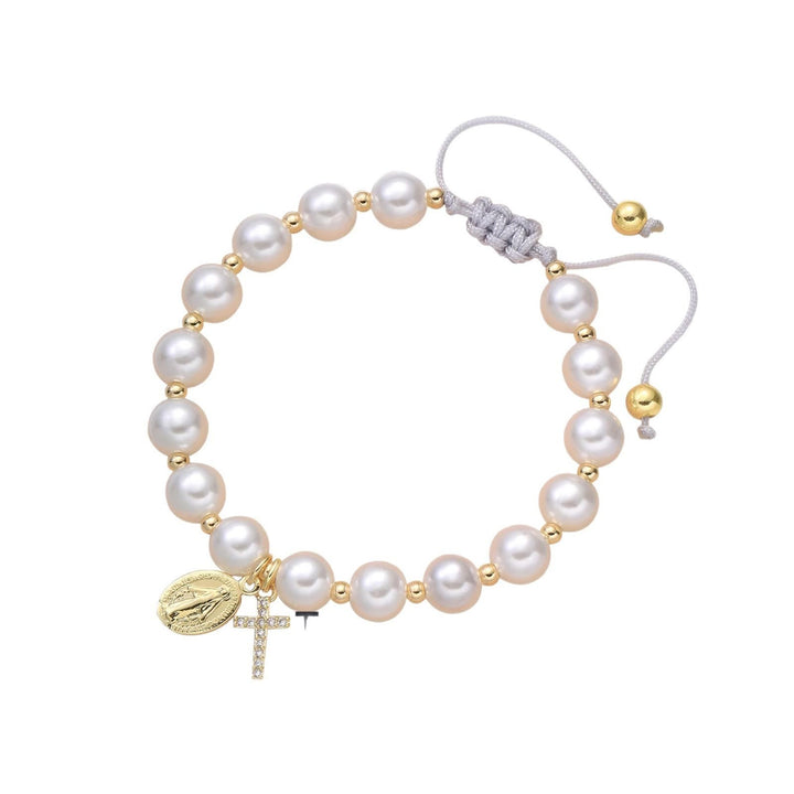 Christianartworkshop PRAYERFUL FAITH: Elegant Miraculous Medal White Bracelet with Bible Verse Card - image 3