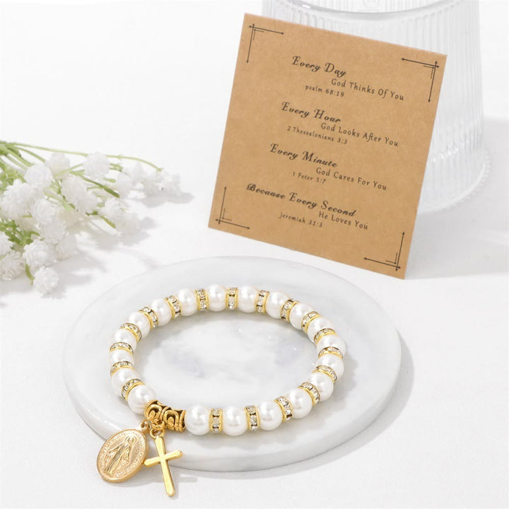 Christianartworkshop PRAYERFUL FAITH: Elegant Miraculous Medal White Bracelet with Bible Verse Card - image 5