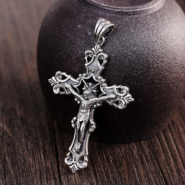 Christianartworkshop Rustic Bronze and Silver Crucifix Necklace in S925: A Testament of Faith - image 2