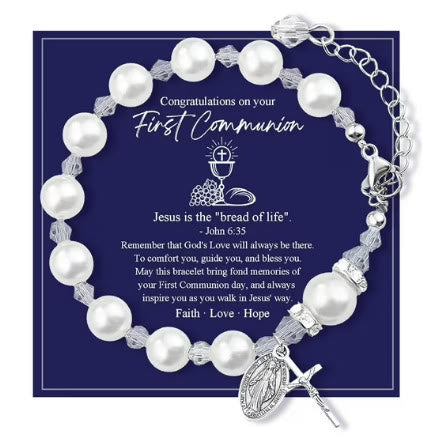 Christianartworkshop PRAYERFUL FAITH: First Communion Gift Bracelet with Cross and Blessing Card - J - image 9