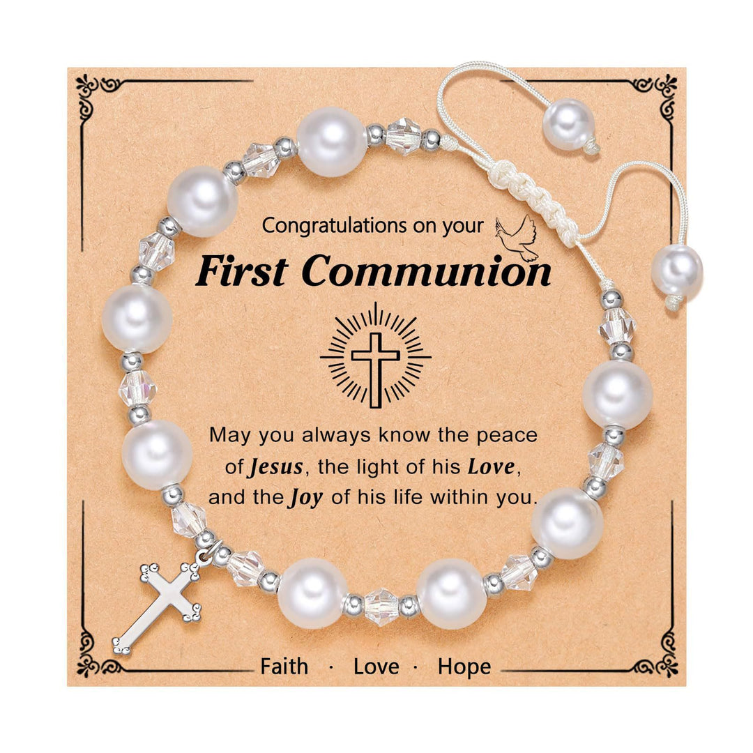 Christianartworkshop PRAYERFUL FAITH: First Communion Gift Bracelet with Cross and Blessing Card - F - image 5