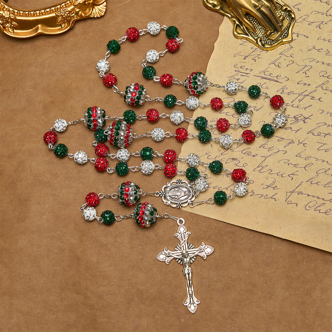 Christianartworkshop Crystal-Covered Tricolor Beads & Miraculous Medal Glam Sparkling Rosary - image 12
