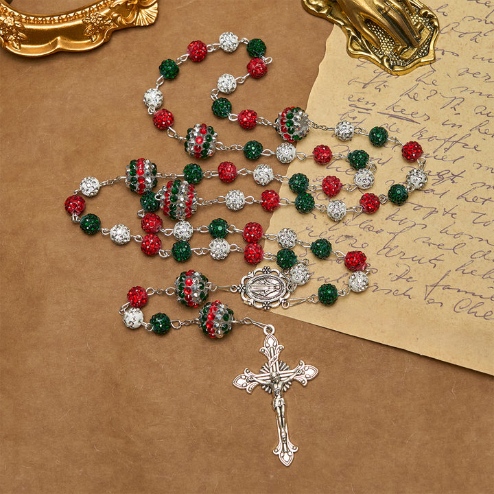 Christianartworkshop Crystal-Covered Tricolor Beads & Miraculous Medal Glam Sparkling Rosary - image 12
