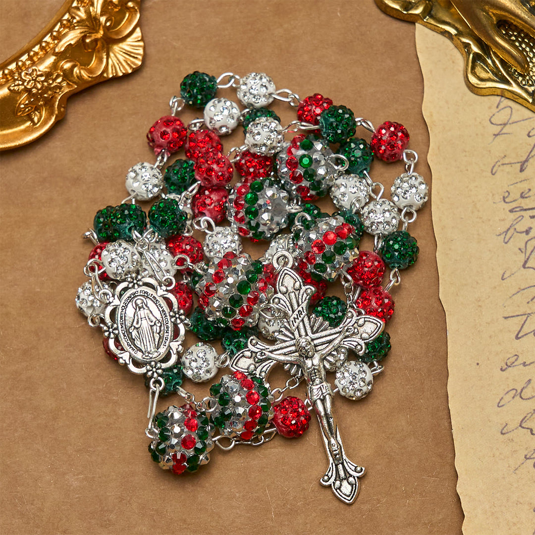 Christianartworkshop Crystal-Covered Tricolor Beads & Miraculous Medal Glam Sparkling Rosary - image 13