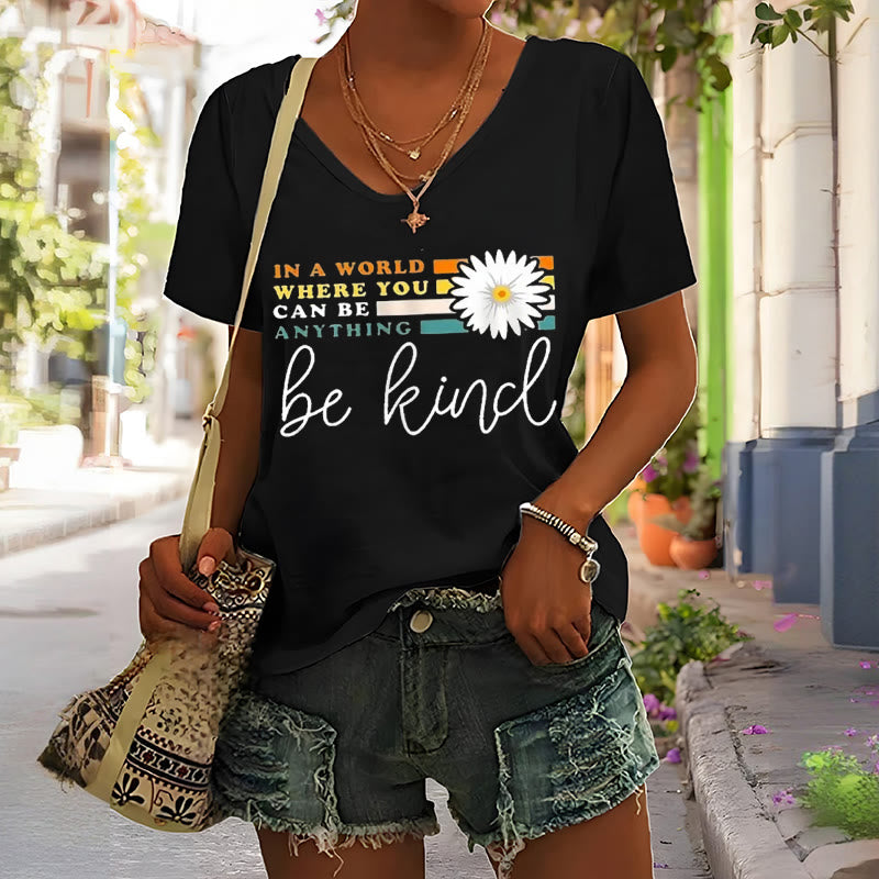 Christianartworkshop Women's In A World Where You Can Be Anything Be Kind V-neck T-shirt - image 5