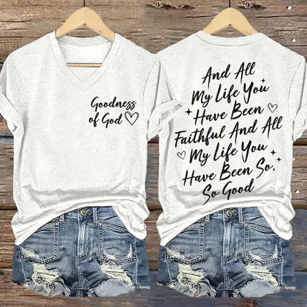 Christianartworkshop Women's I Will Sing Of The Goodness Of God Casual V-neck T-shirt - White - 4XL - image 1