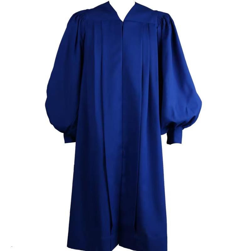 Christianartworkshop Elegant Ceremonial Blue Clergy Robe with White V-Neck Trim & Cross - image 5
