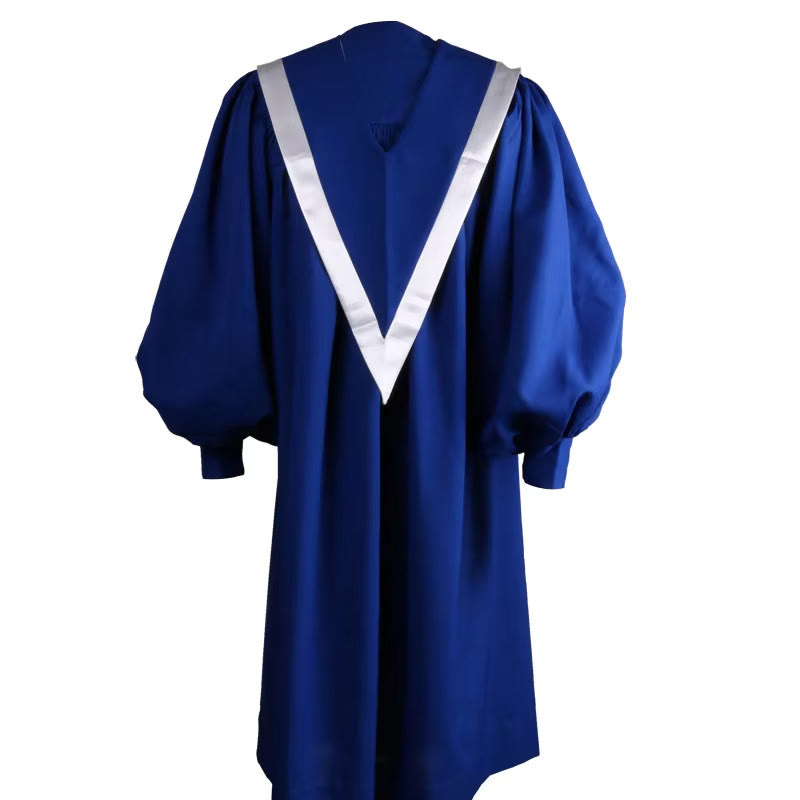 Christianartworkshop Elegant Ceremonial Blue Clergy Robe with White V-Neck Trim & Cross - image 7