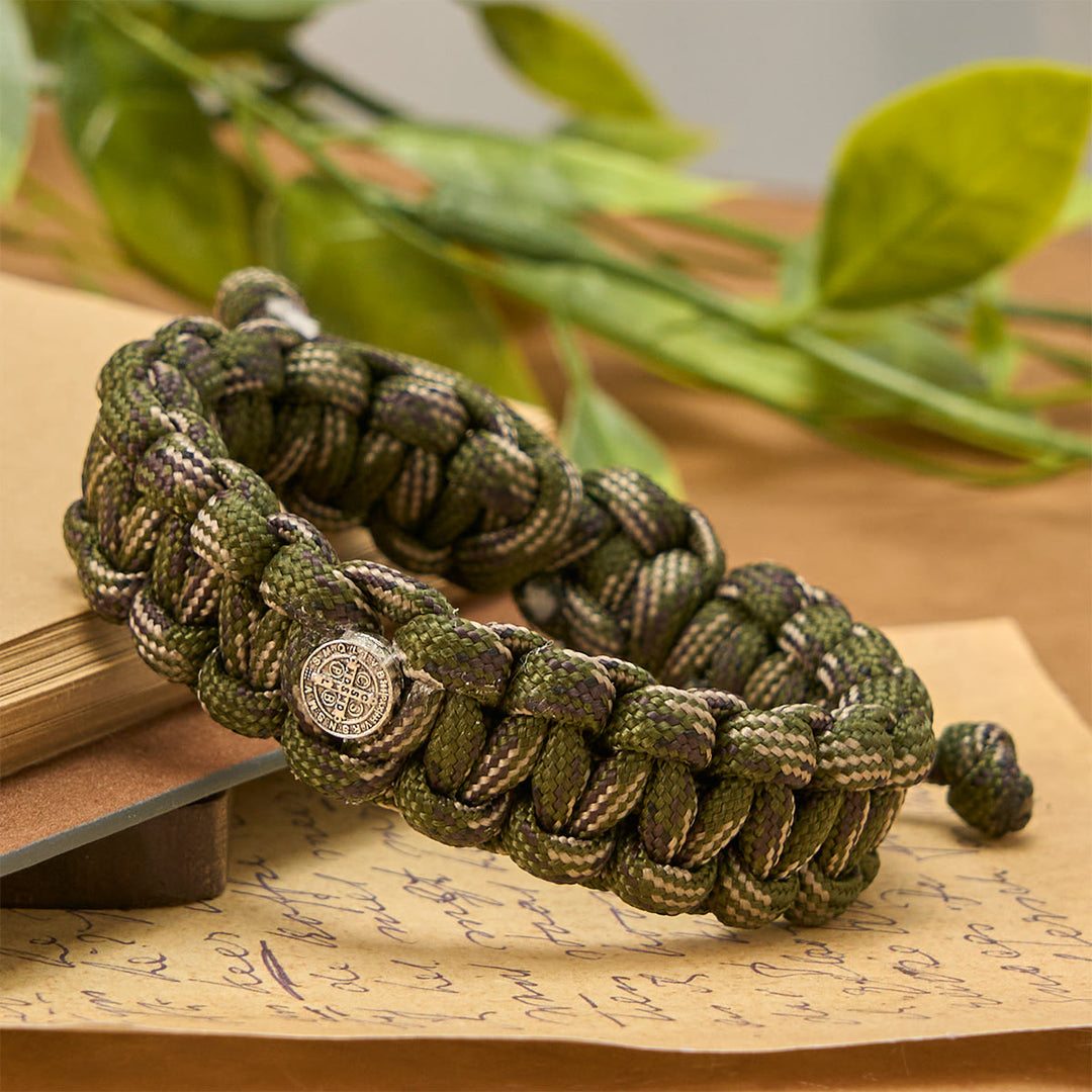 Christianartworkshop Vintage Style Durable Handcrafted Paracord St. Benedict Bracelet - Paracord - image 0