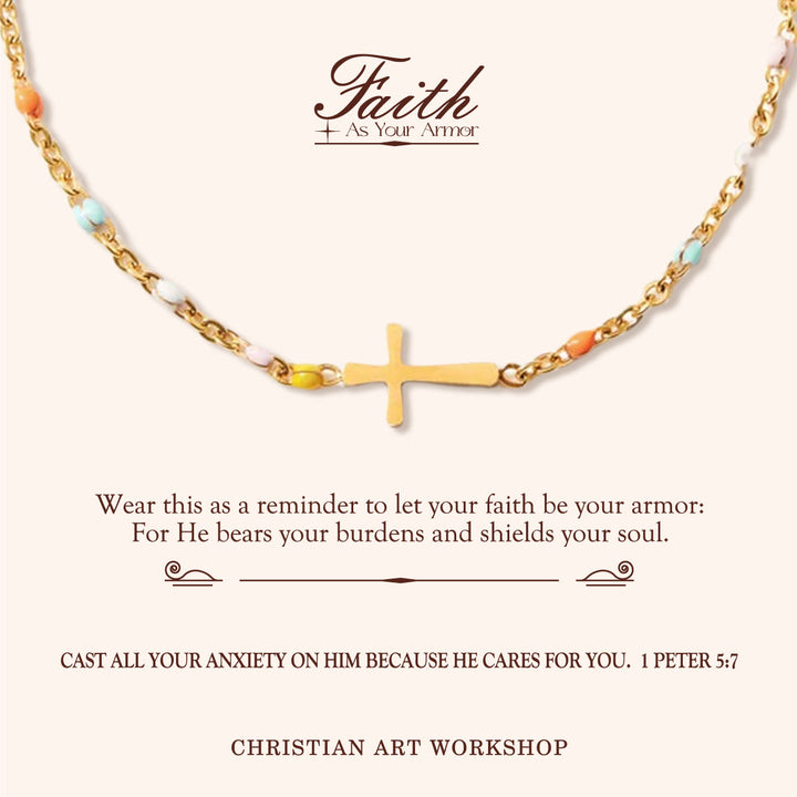 Christianartworkshop FAITH AS YOUR ARMOR: Delicate Minimalist Cross Bracelet - FAITH AS YOUR ARMOR-Golden - image 0