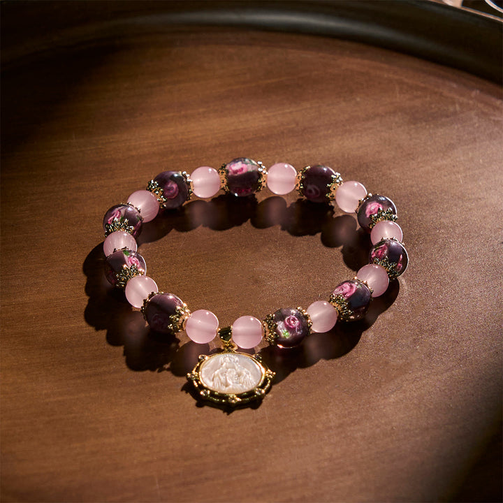Christianartworkshop Handmade Rose Quartz Faith Crystal Bracelet with Narce Cameo of Virgin Mary - image 3