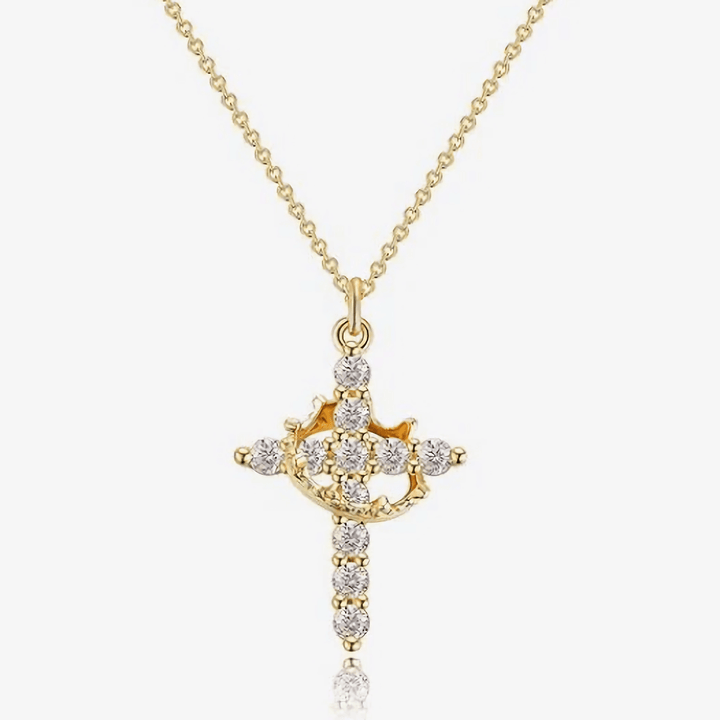 Christianartworkshop Modern Crowned in Faith Cross Necklace, Earrings - Necklace - Golden - image 2