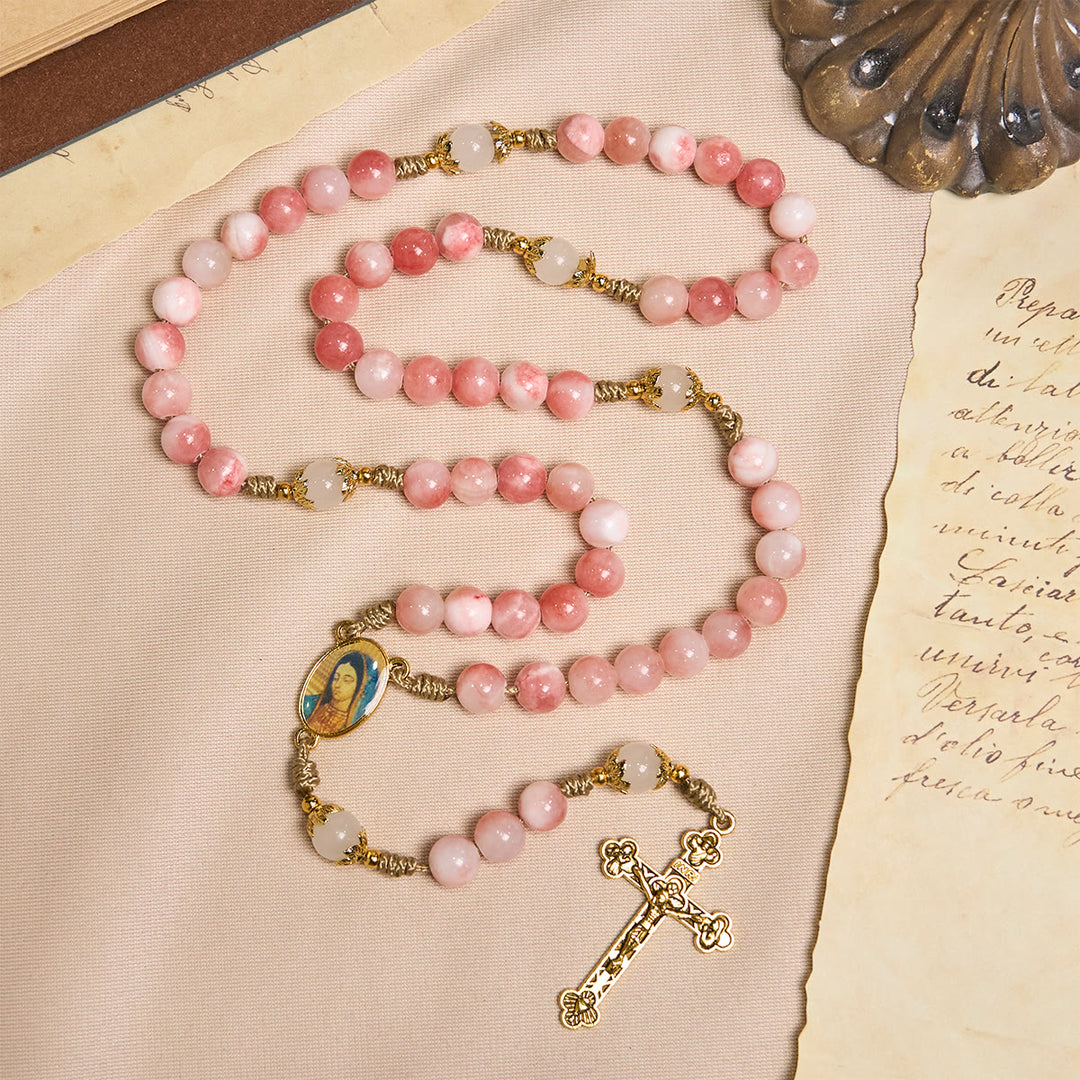 Christianartworkshop PRAYERFUL FAITH: Handmade Pink Glossy Beads Rosary with Gift Card - image 6