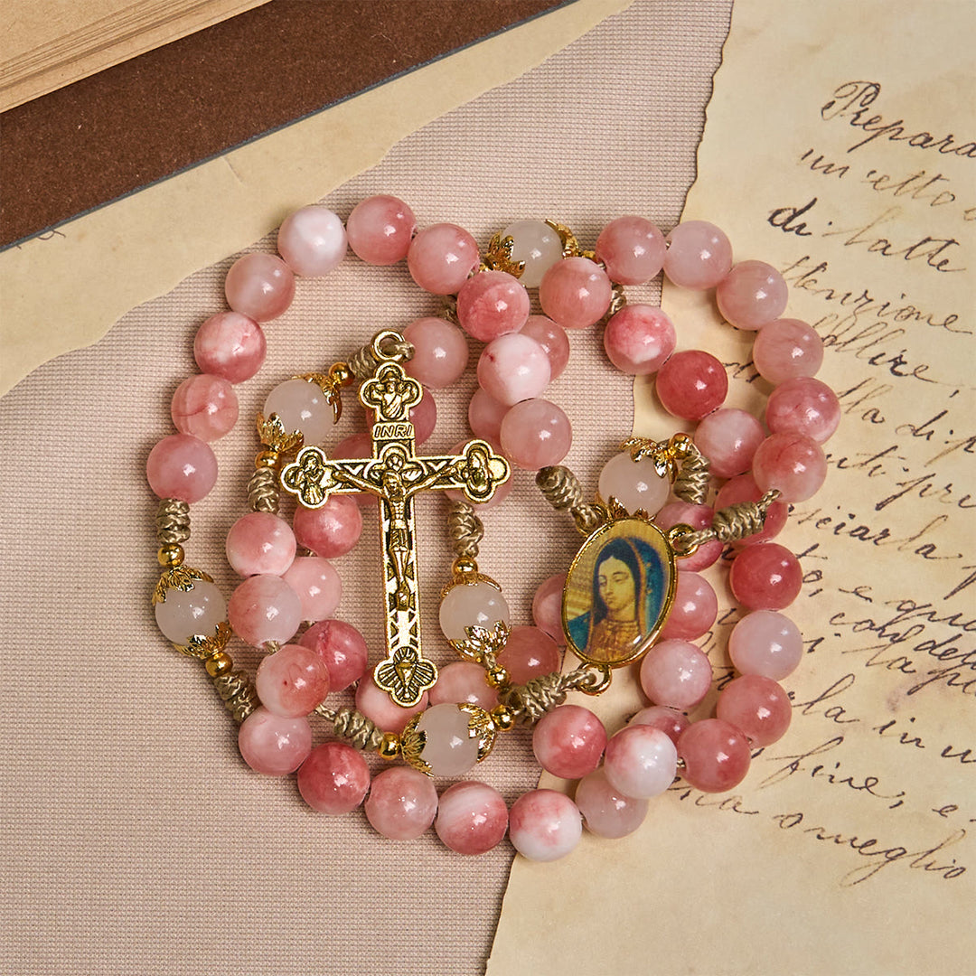 Christianartworkshop PRAYERFUL FAITH: Handmade Pink Glossy Beads Rosary with Gift Card - image 10