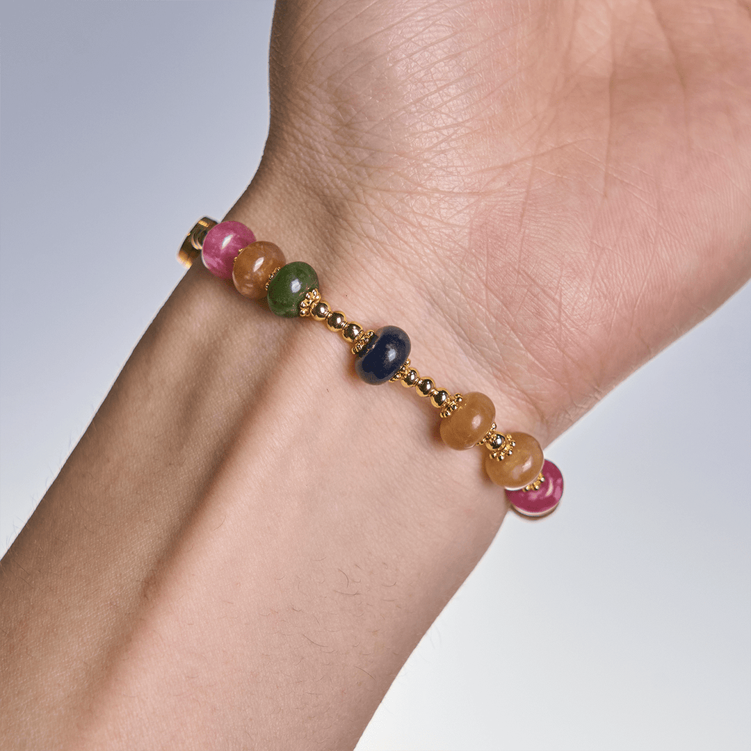 Christianartworkshop Tourmaline Abacus Beads Bracelet Featuring Cross and Miraculous Medal - image 2