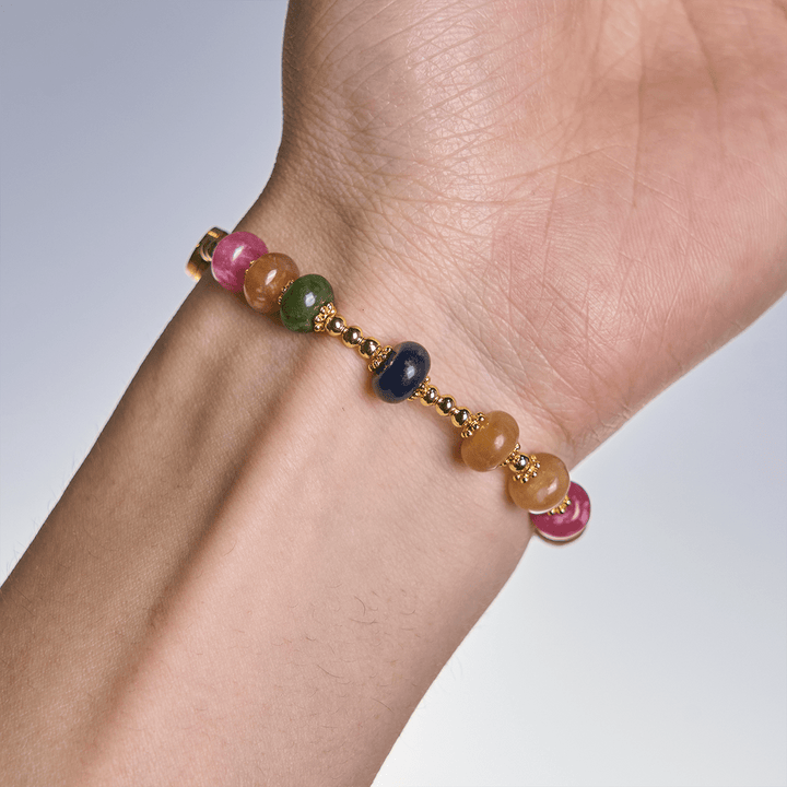 Christianartworkshop Tourmaline Abacus Beads Bracelet Featuring Cross and Miraculous Medal - image 2