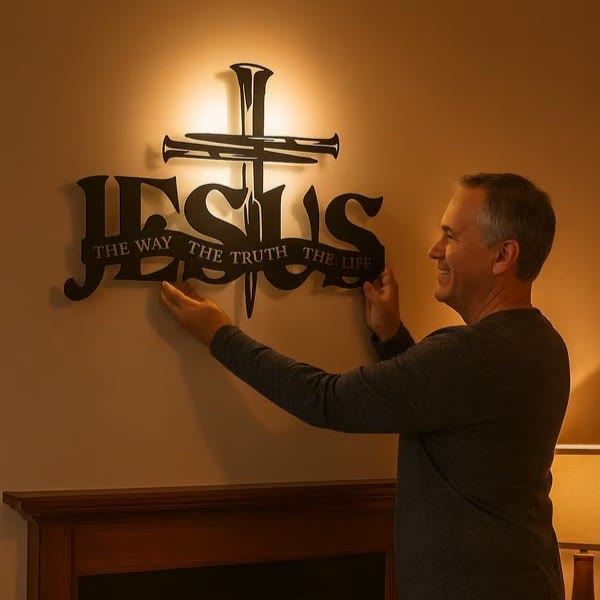 Christianartworkshop Faithful Jesus & Cross Design Metal Wall Decor Home Decoration - image 1