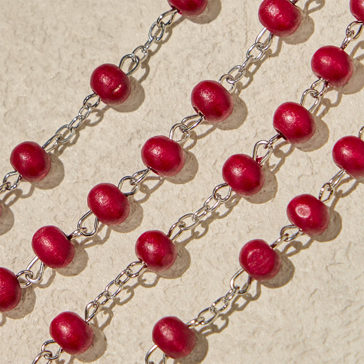 Christianartworkshop Divine Wooden Rosary in Red and White with Pope Francis Blessing Case - image 10