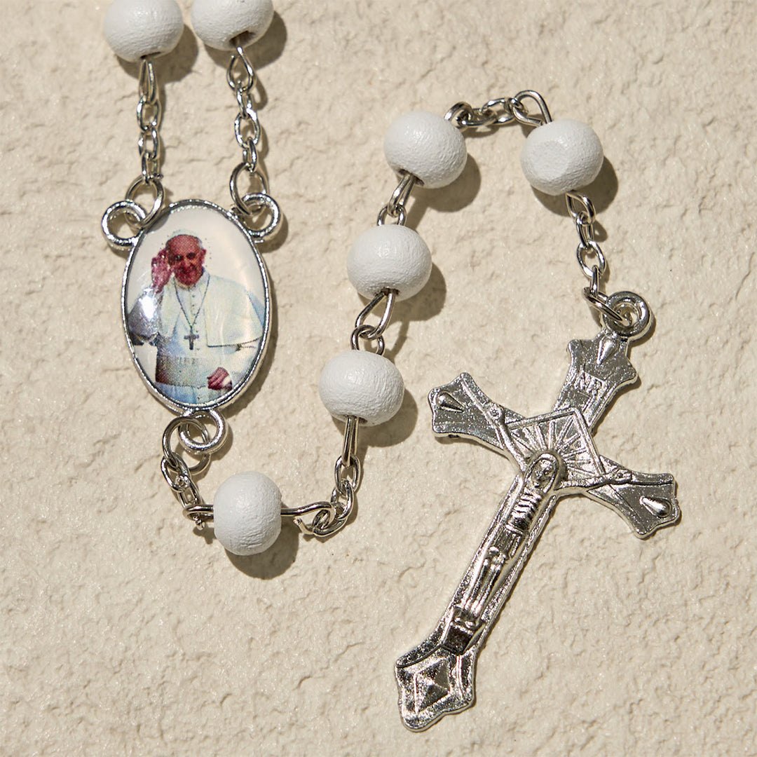 Christianartworkshop Divine Wooden Rosary in Red and White with Pope Francis Blessing Case - image 9