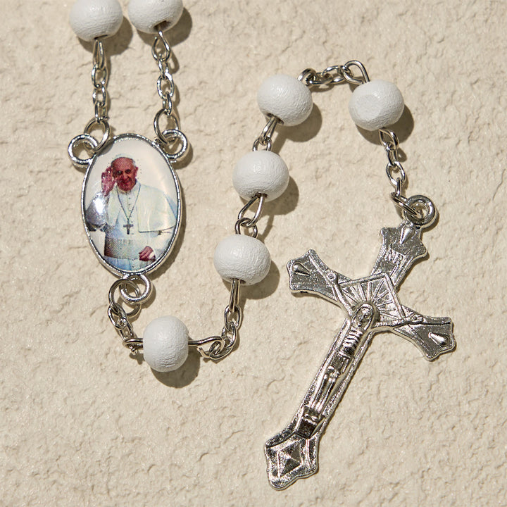 Christianartworkshop Divine Wooden Rosary in Red and White with Pope Francis Blessing Case - image 9