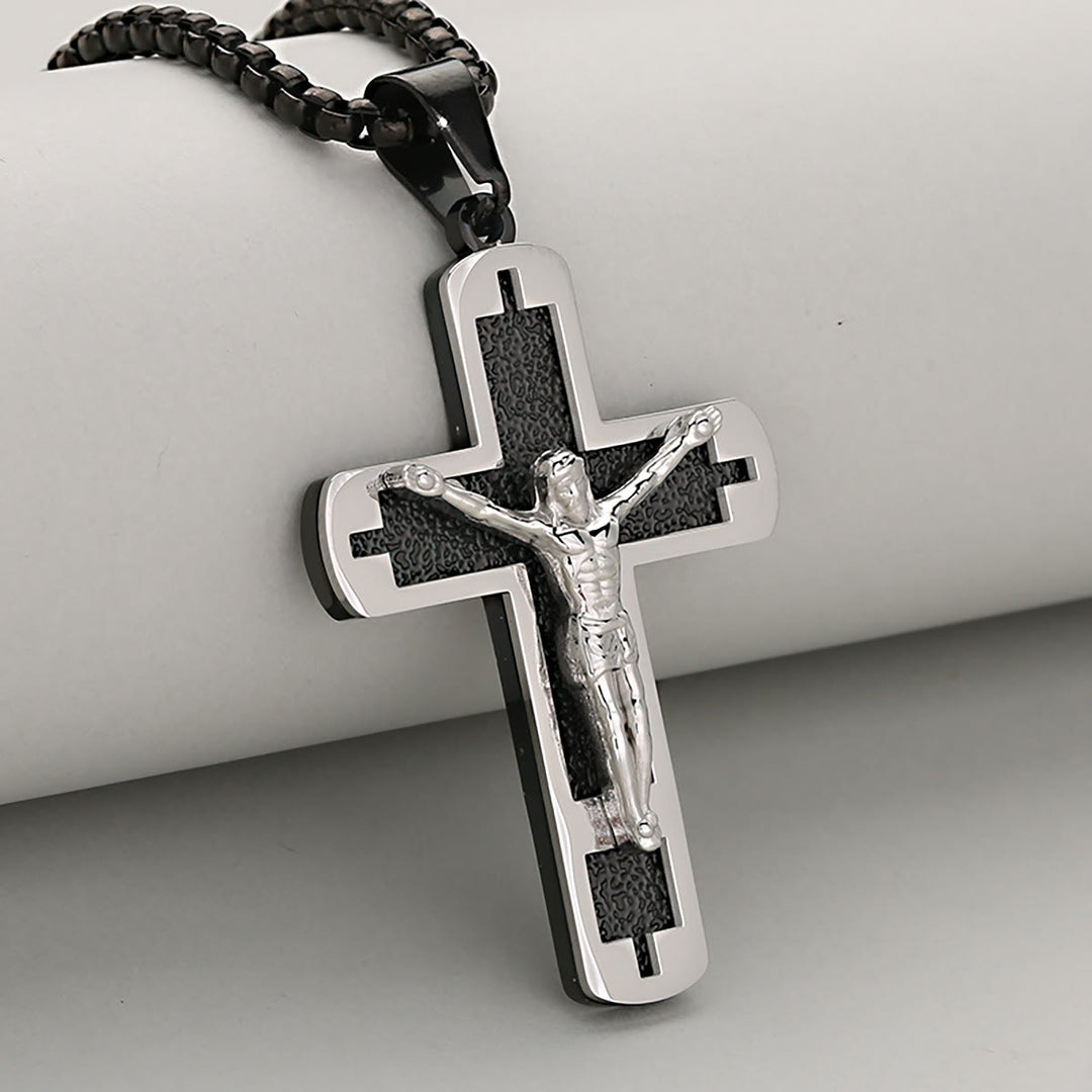 Christianartworkshop Polished Crucifix Pendant Necklace Available in Four Timeless Color Styles - Black + Silver - image 4