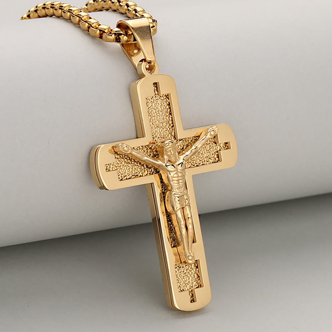 Christianartworkshop Polished Crucifix Pendant Necklace Available in Four Timeless Color Styles - Golden - image 2
