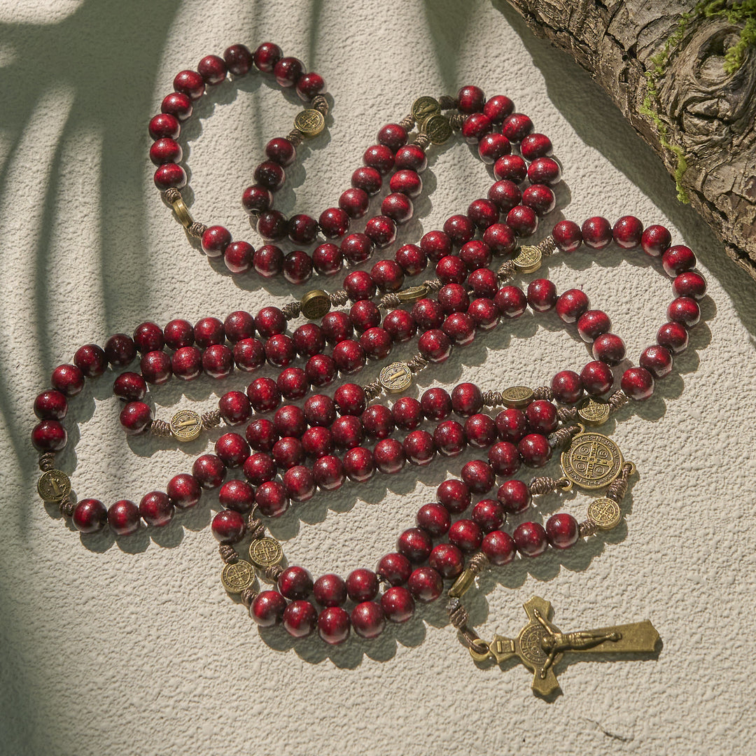 Christianartworkshop 15/20 Decade Olive Wood Rosary with St. Benedict, Crucifix & Waist Chain Design—Divine Devotion in Dual Use - image 13