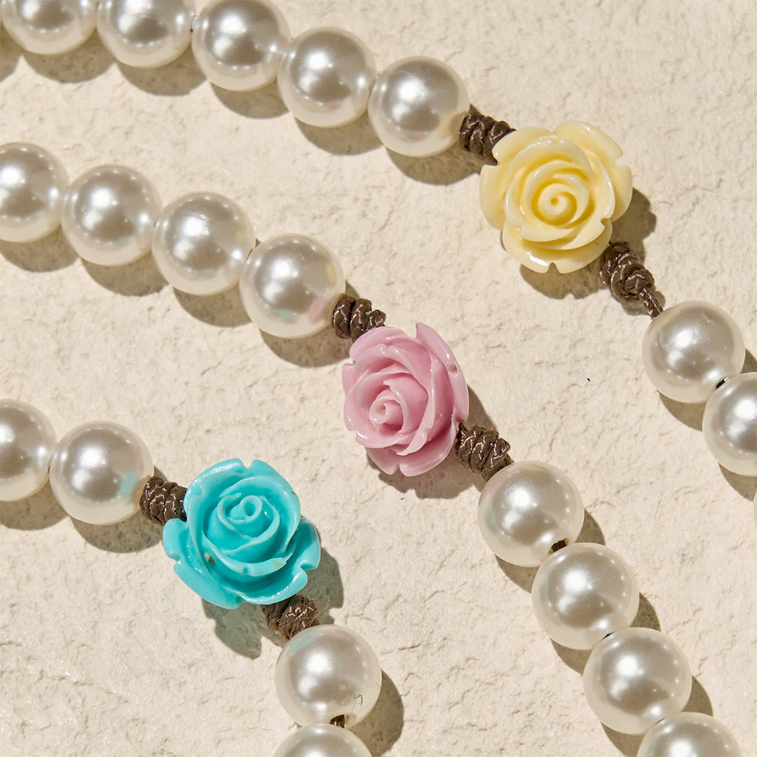 Christianartworkshop Elegant Pearl Rosary with Multicolor Rose Accents Reflecting Devotion and Faith - image 7
