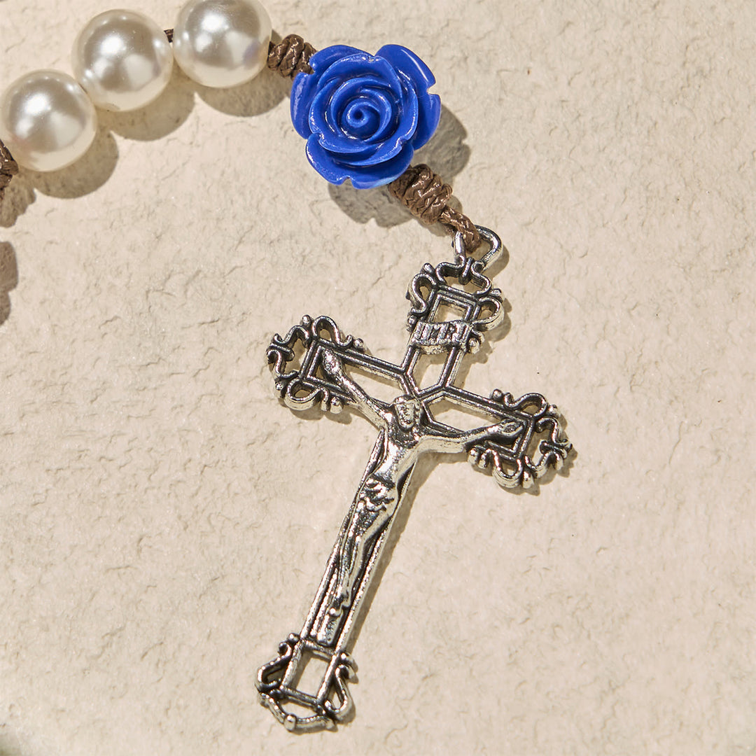 Christianartworkshop Elegant Pearl Rosary with Multicolor Rose Accents Reflecting Devotion and Faith - image 9
